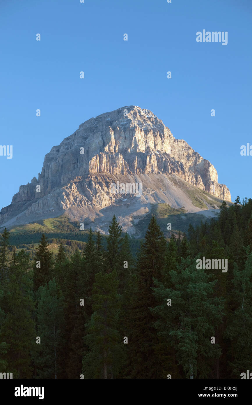 Crowsnest Mountain At Sunrise, Crowsnest Pass, Alberta, Canada Stock