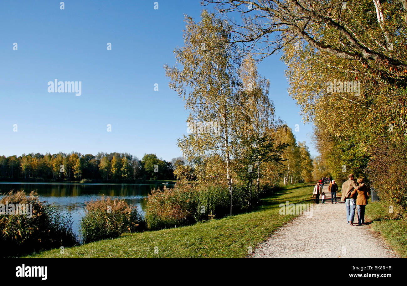 Quarry pond, autumn, Ingolstadt, Bavaria, Germany, Europe Stock Photo