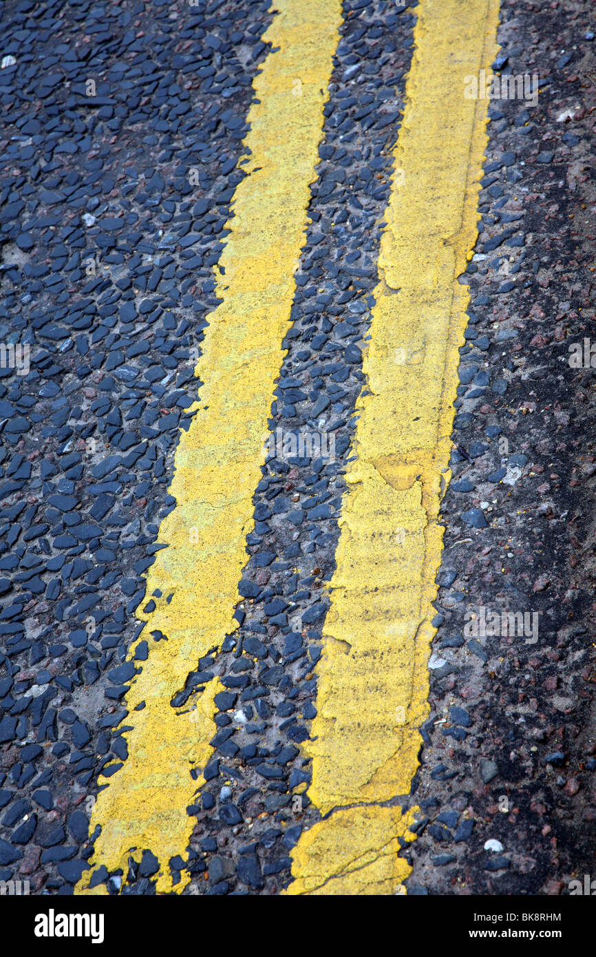 Double yellow lines. Stock Photo