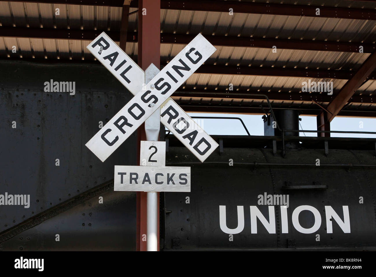 Partial view of an old Union Pacific steam locomotive in Boulder City, Nevada, USA Stock Photo