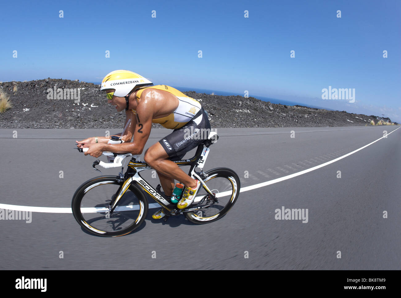 The German triathlon pro and two-time Hawaii winner Normann Stadler on the  bike course of Ironman Triathlon World Championship Stock Photo - Alamy