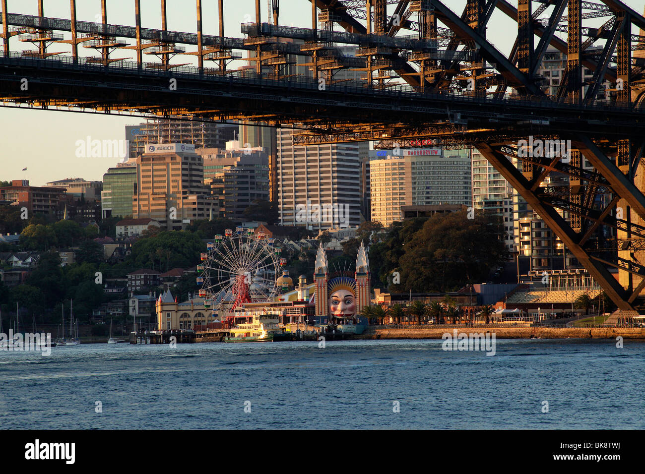 Sydney Harbour Bridge and Luna Park in Sydney, New South Wales, Australia Stock Photo