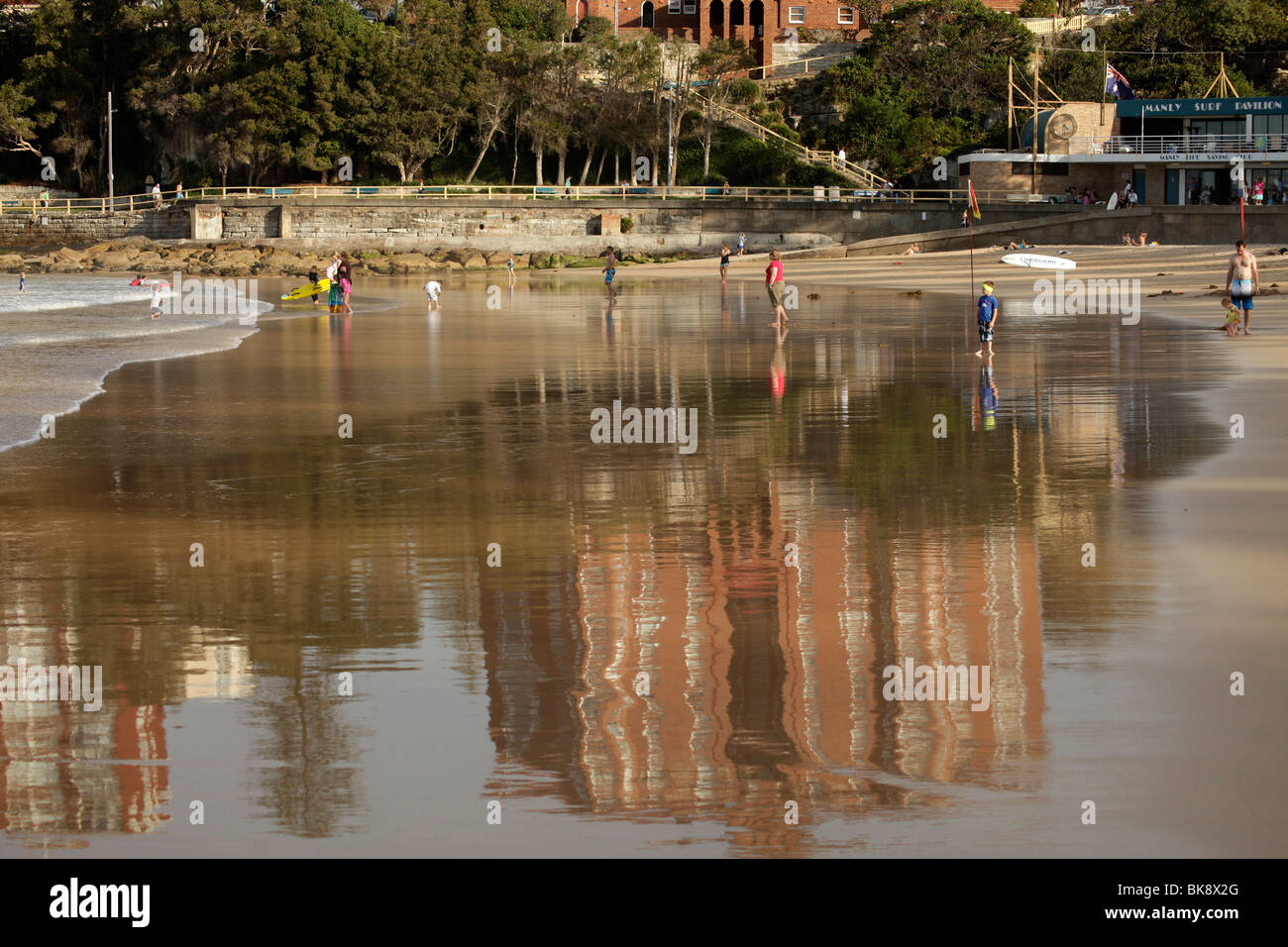 reflection at the beach in Manly, suburb of northern Sydney, New South Wales, Australia Stock Photo