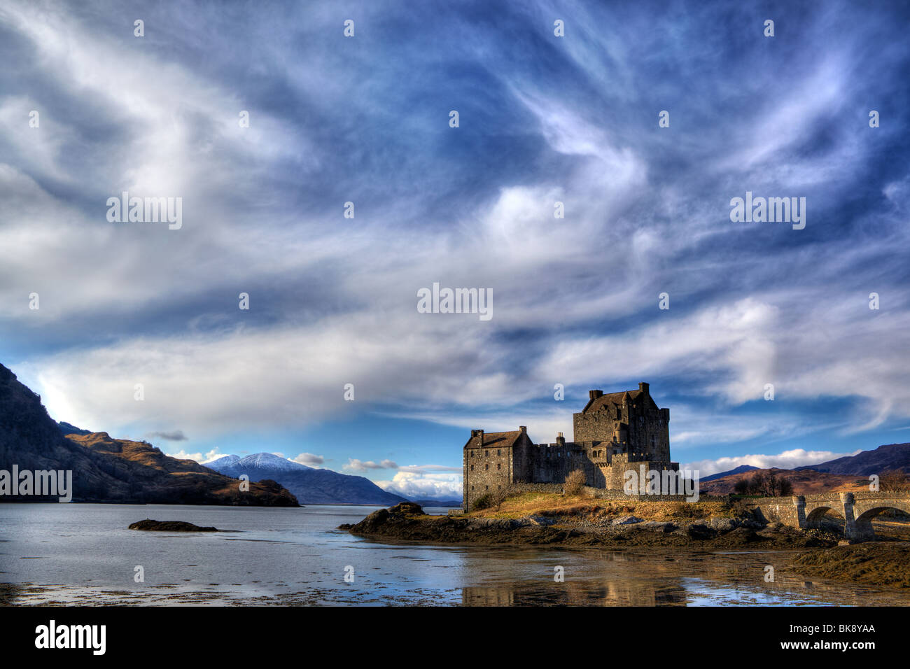 Loch side castle in Scotland Stock Photo