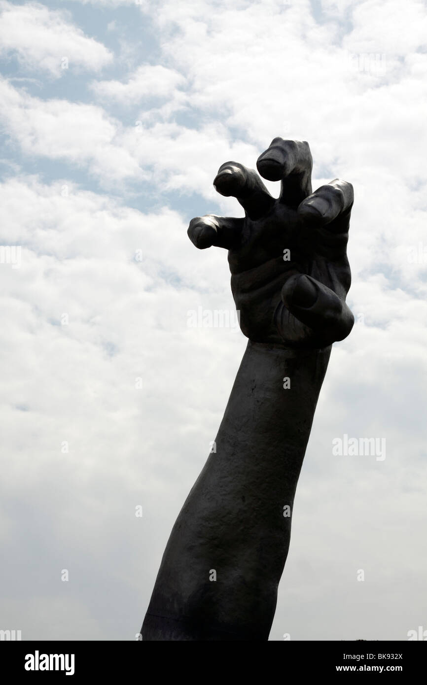 Statue called Awakening by J. Seward Johnson, Jr, in Piazza Marconi in Rome Stock Photo