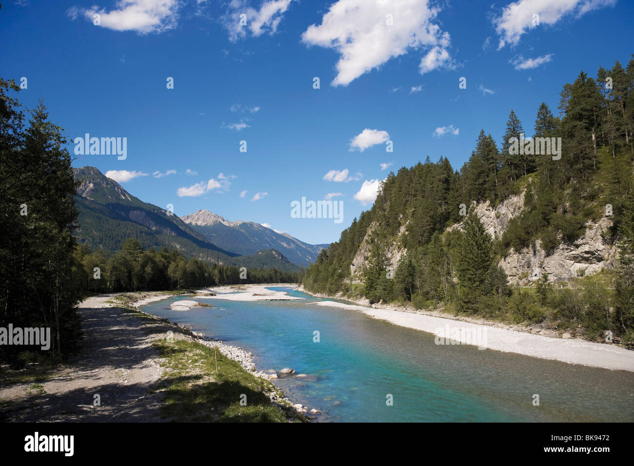 Lechtal Valley behind Stanzach, Austria, Europe Stock Photo