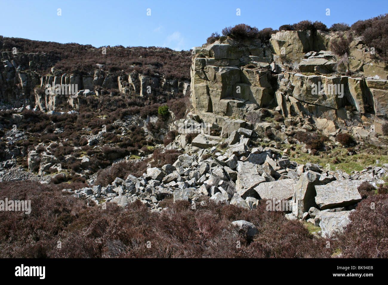 Old Disused Quarry At Croasdale Fell, Forest Of Bowland, Lancashire, UK Stock Photo