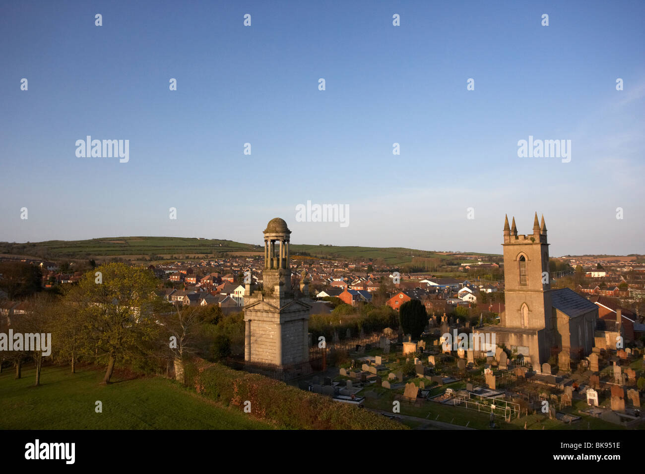 St Elizabeths church and the clelland mausoleum seen from the top of Dundonald moat or motte man