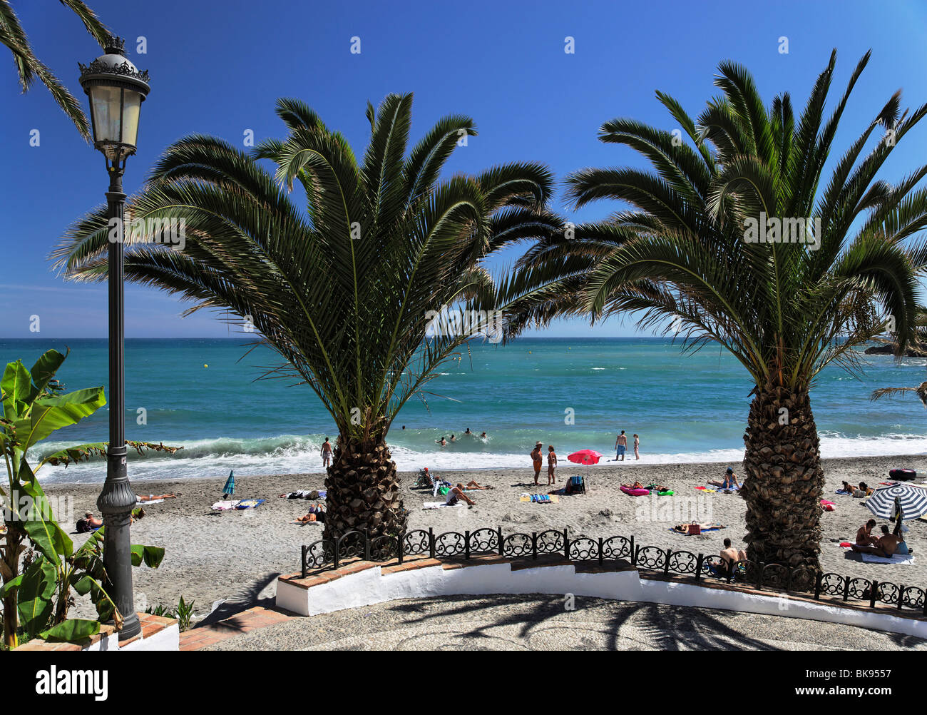 View over beach Playa del Salon, Nerja, Andalusia, Spain Stock Photo