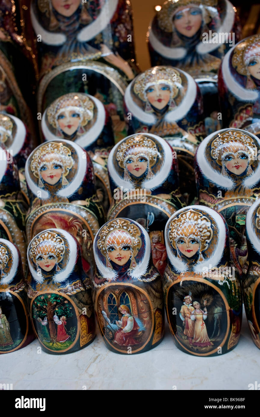 Russian Dolls Collection in Shop Window, Peterhof Store, Paris, France
