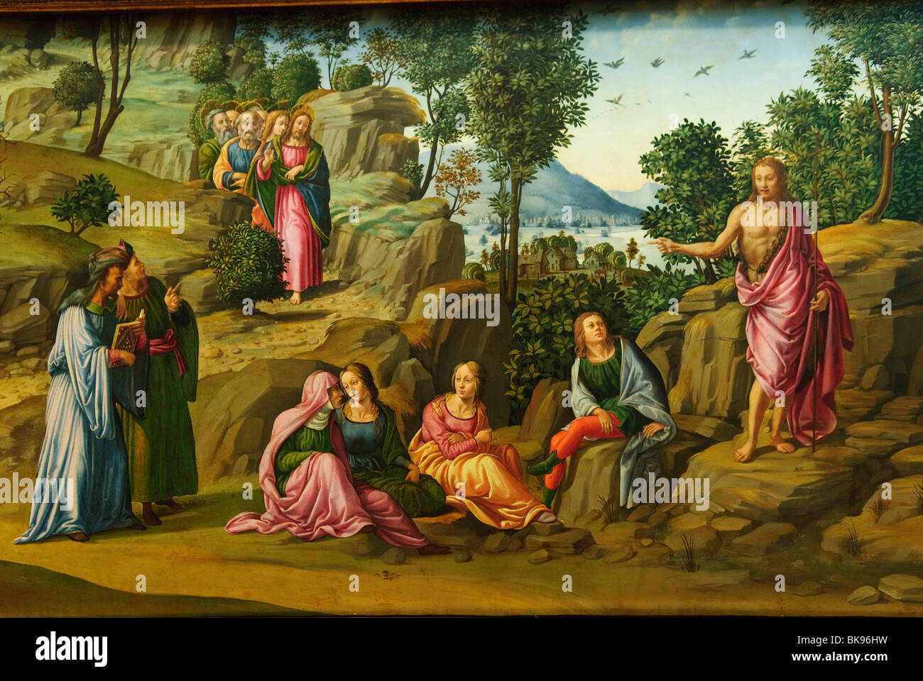 Closeup of painting, Saint John the Baptist Bearing Witness, ca. 1510, of Francesco