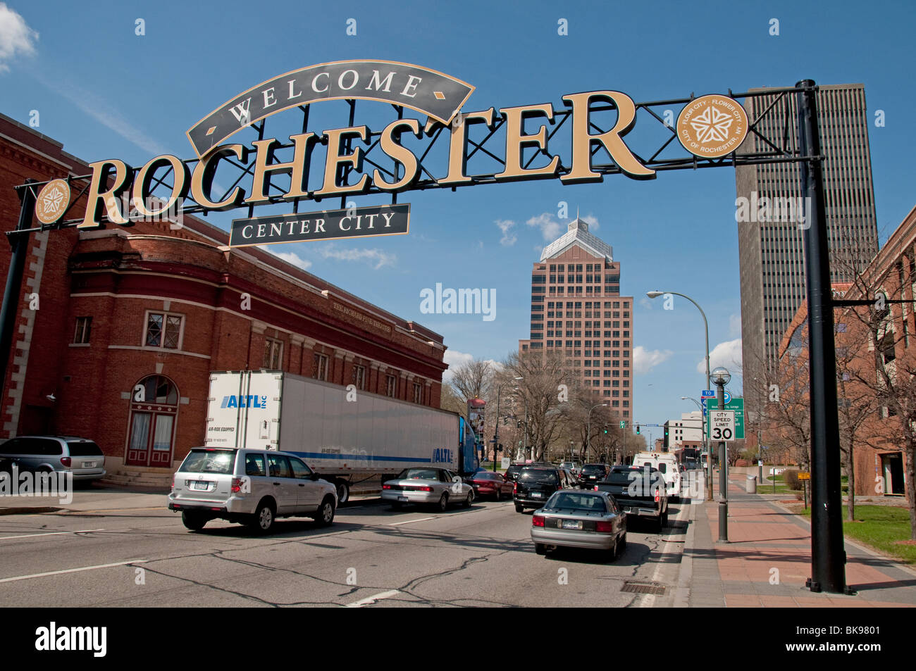 to Rochester NY sign Stock Photo Alamy