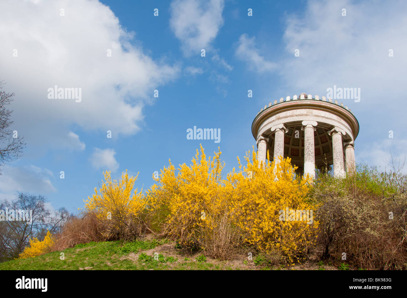 Monopteros in English garden, Munich during Springtime. Stock Photo