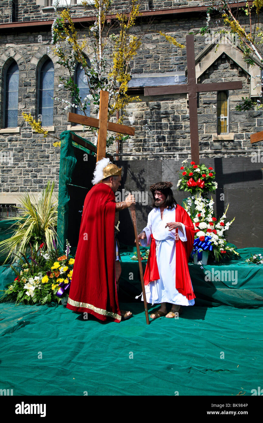 Jesus at the Holy Cross Holy Easter or Good Friday Procession Parade,' Little Italy', Toronto,Ontario,Canada,North America Stock Photo