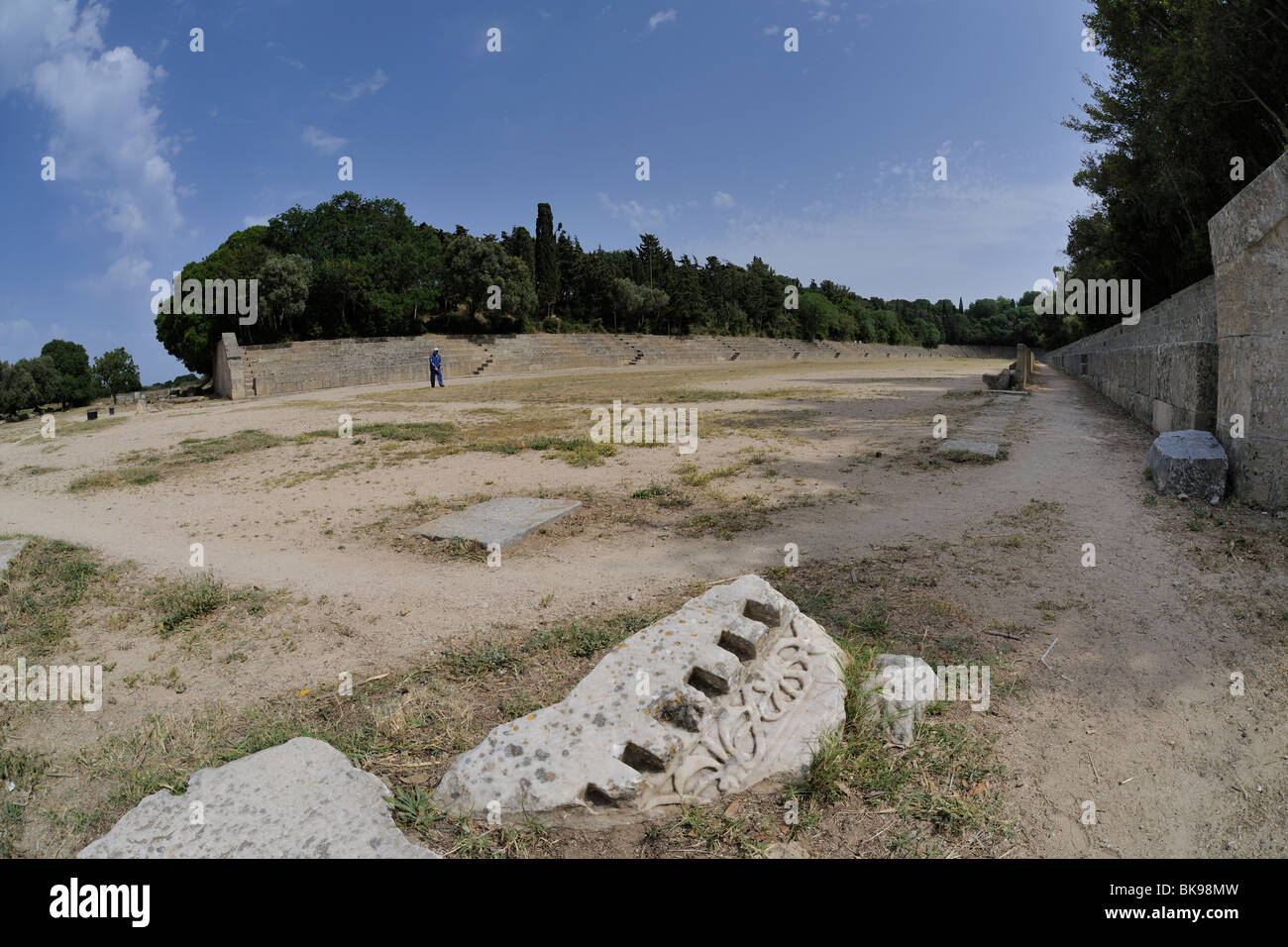 Ancient Stadium, reconstructed, Monte Smith, Rhodes Town, Rhodes, Greece, Europe Stock Photo