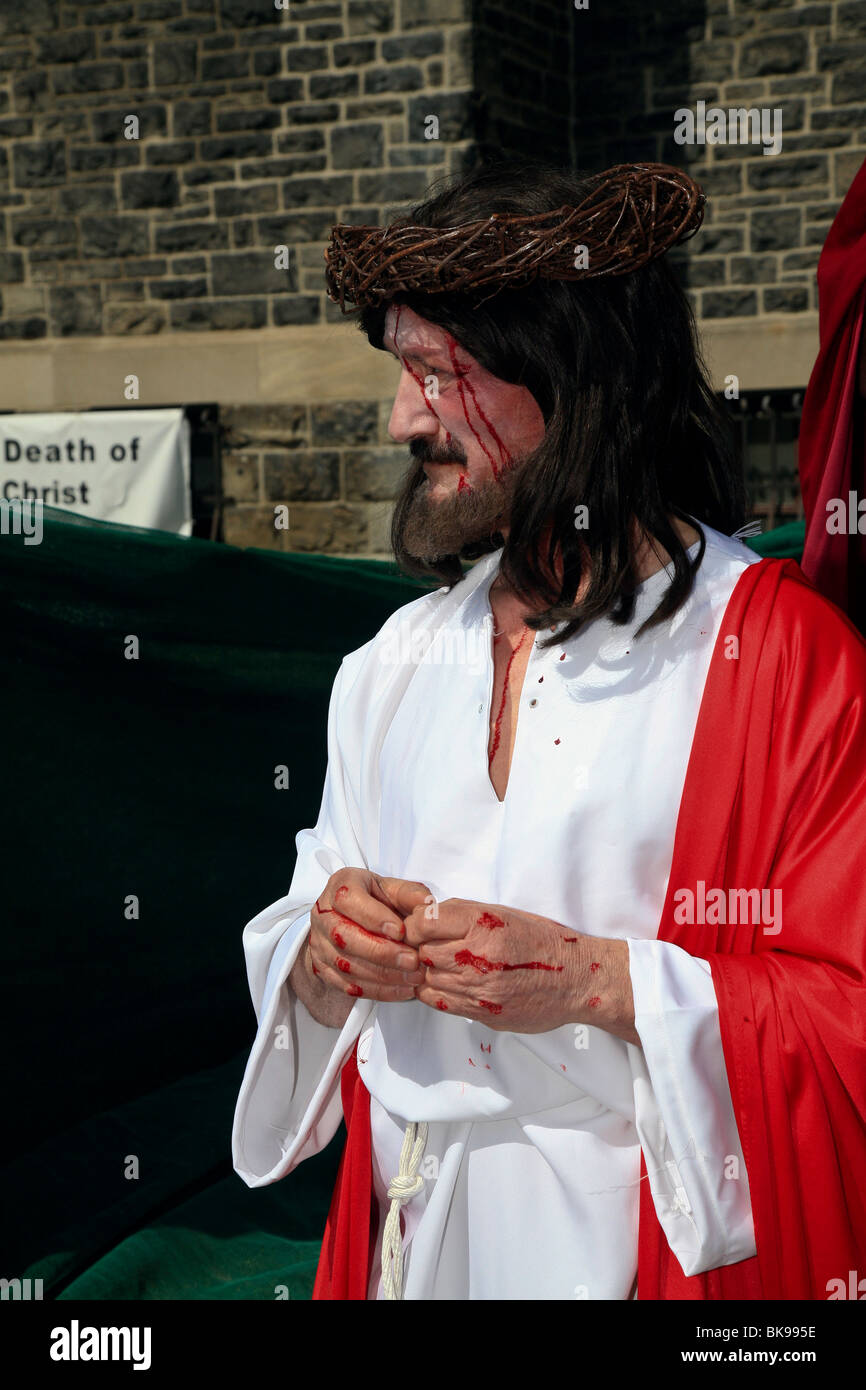 Jesus (actor) at Holy Easter or Good Friday Procession Parade,' Little Italy', Toronto,Ontario,Canada,North America Stock Photo