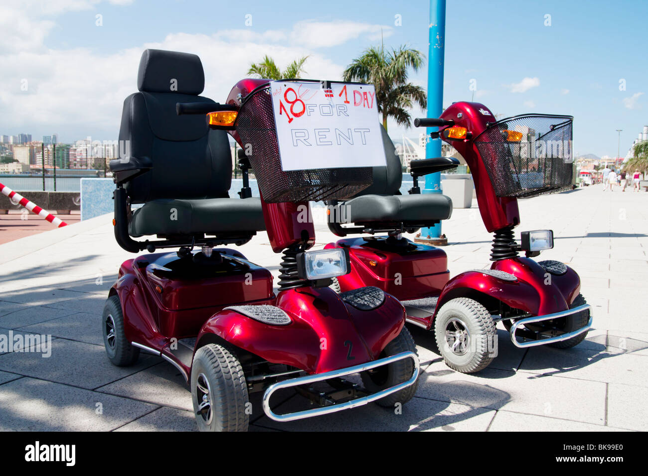 Mobilty scooters for hire near cruise ship in Las Palmas on Gran Canaria  Stock Photo - Alamy