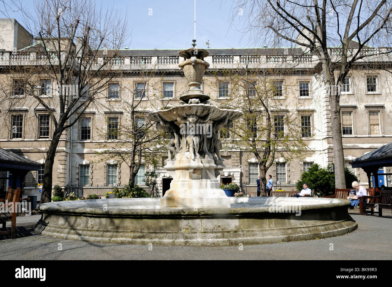 Fountain St Bartholomew's Hospital City of London England Britain UK Stock Photo