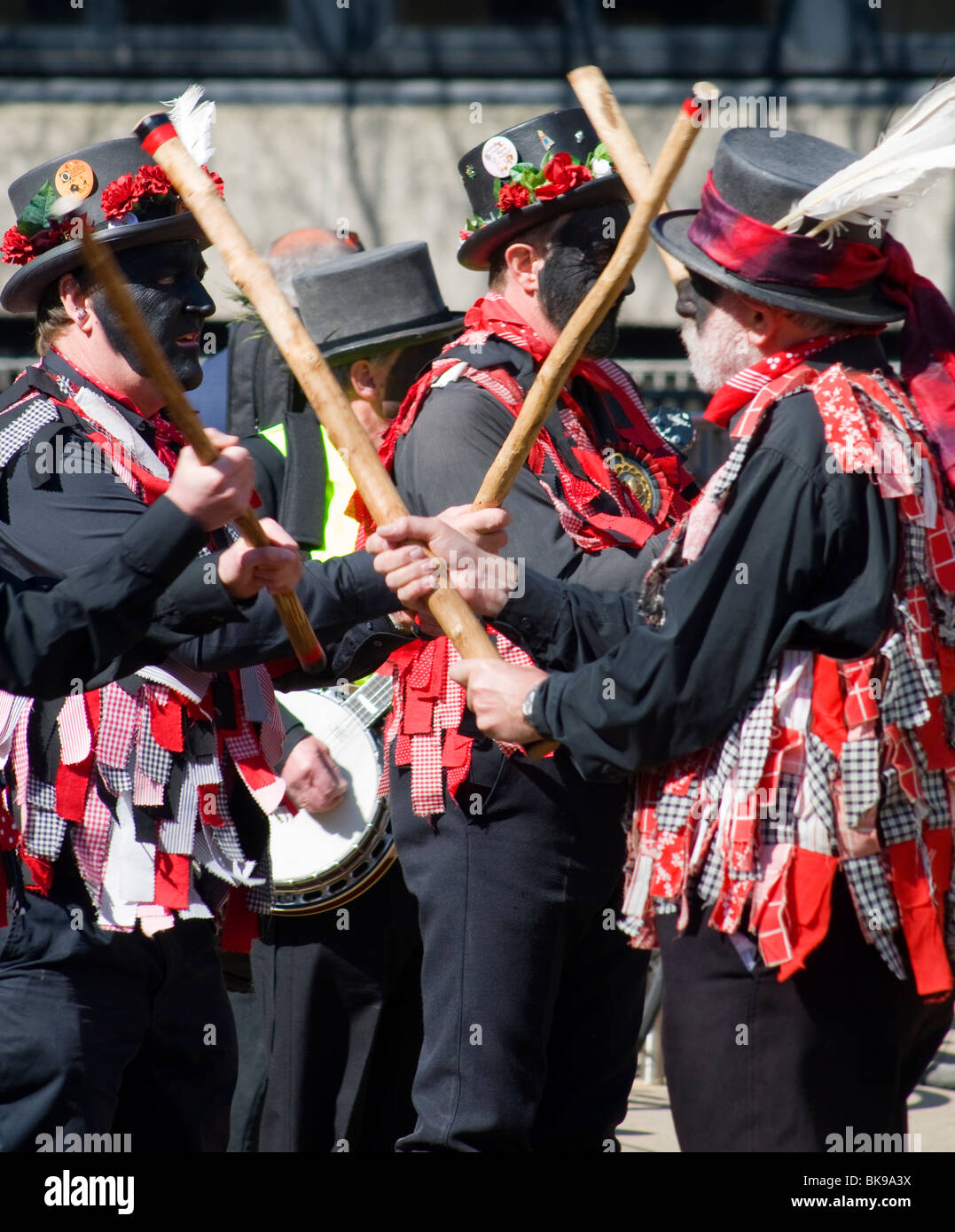 A Rogue Morris side performing at the Oxford Folk festival Stock Photo