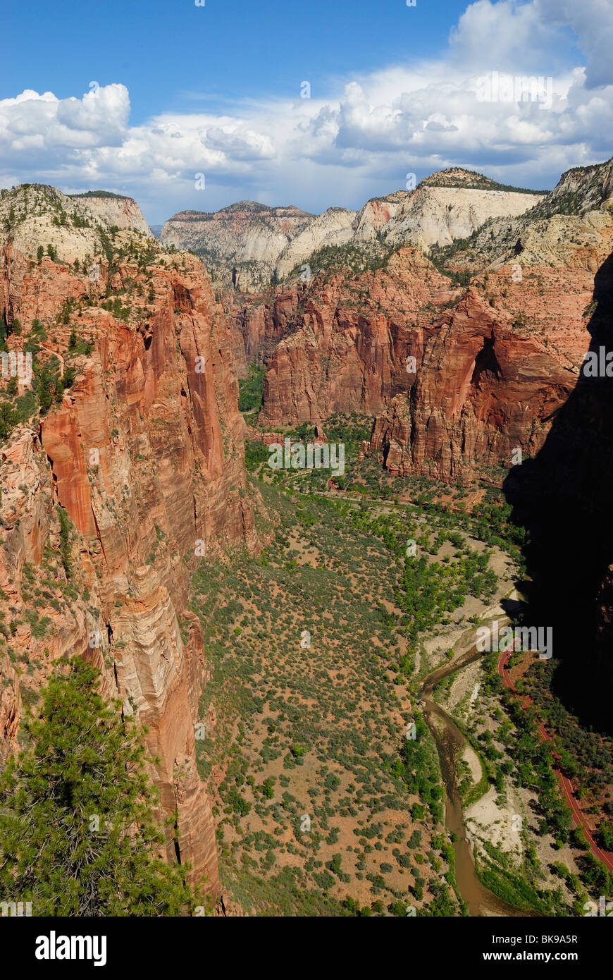Scenic view on Zion National Park from Angels Landing site, Utah, USA Stock Photo
