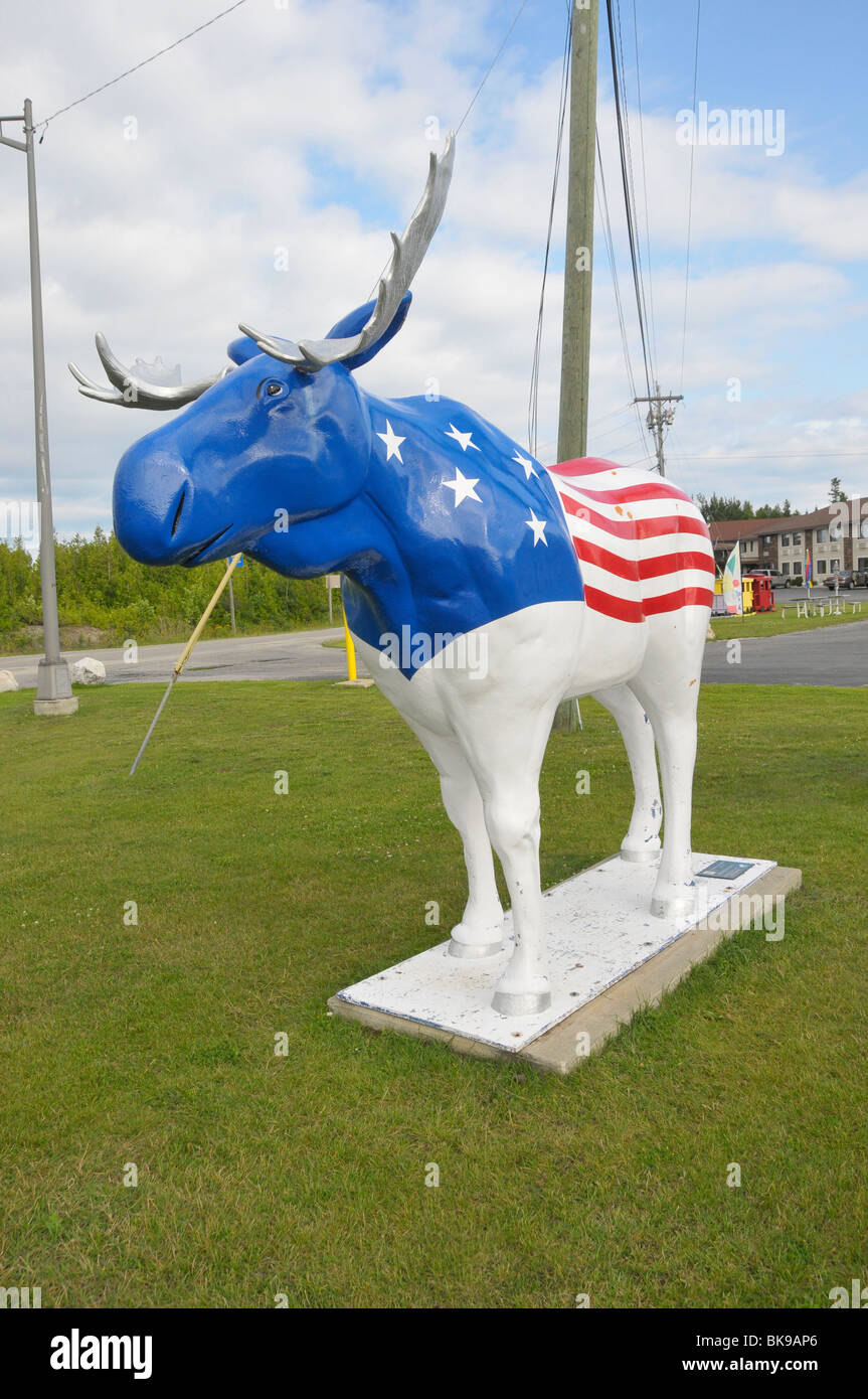 Patriotic Roadside Moose Upper Peninsula Michigan Stock Photo Alamy