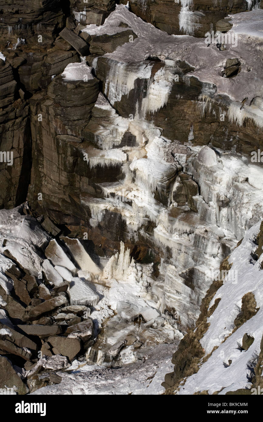 Kinder Downfall, winter Kinder Scout, Peak District National Park, Derbyshire, England Stock Photo