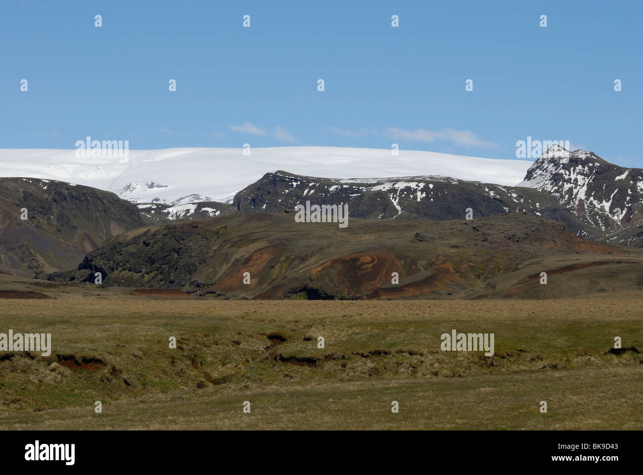 Landscape on Iceland with VatnajÃ¶kull Stock Photo