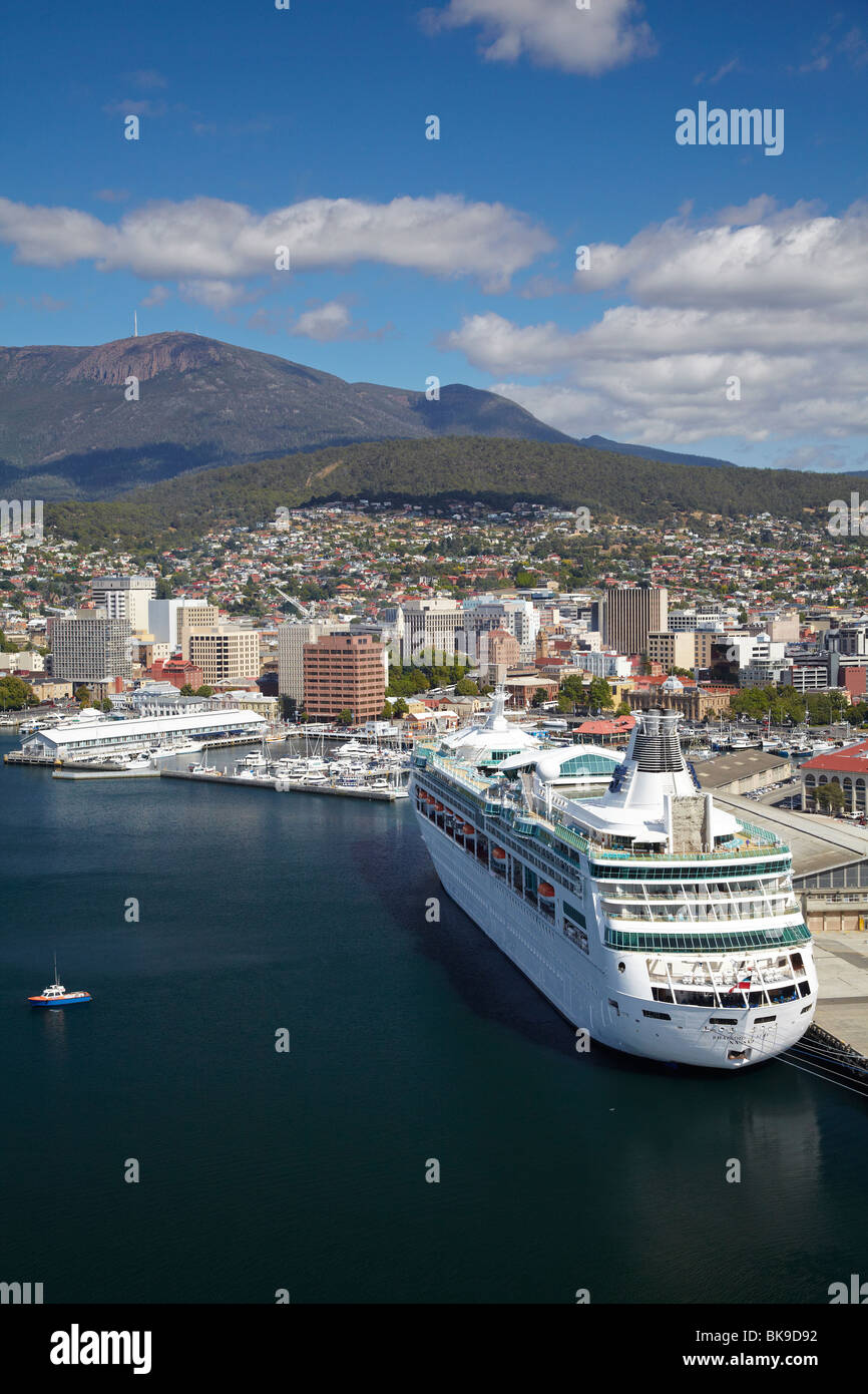 Rhapsody Of The Seas Cruise Ship Sullivans Cove Hobart And Mt Wellington Tasmania Australia Aerial Stock Photo Alamy
