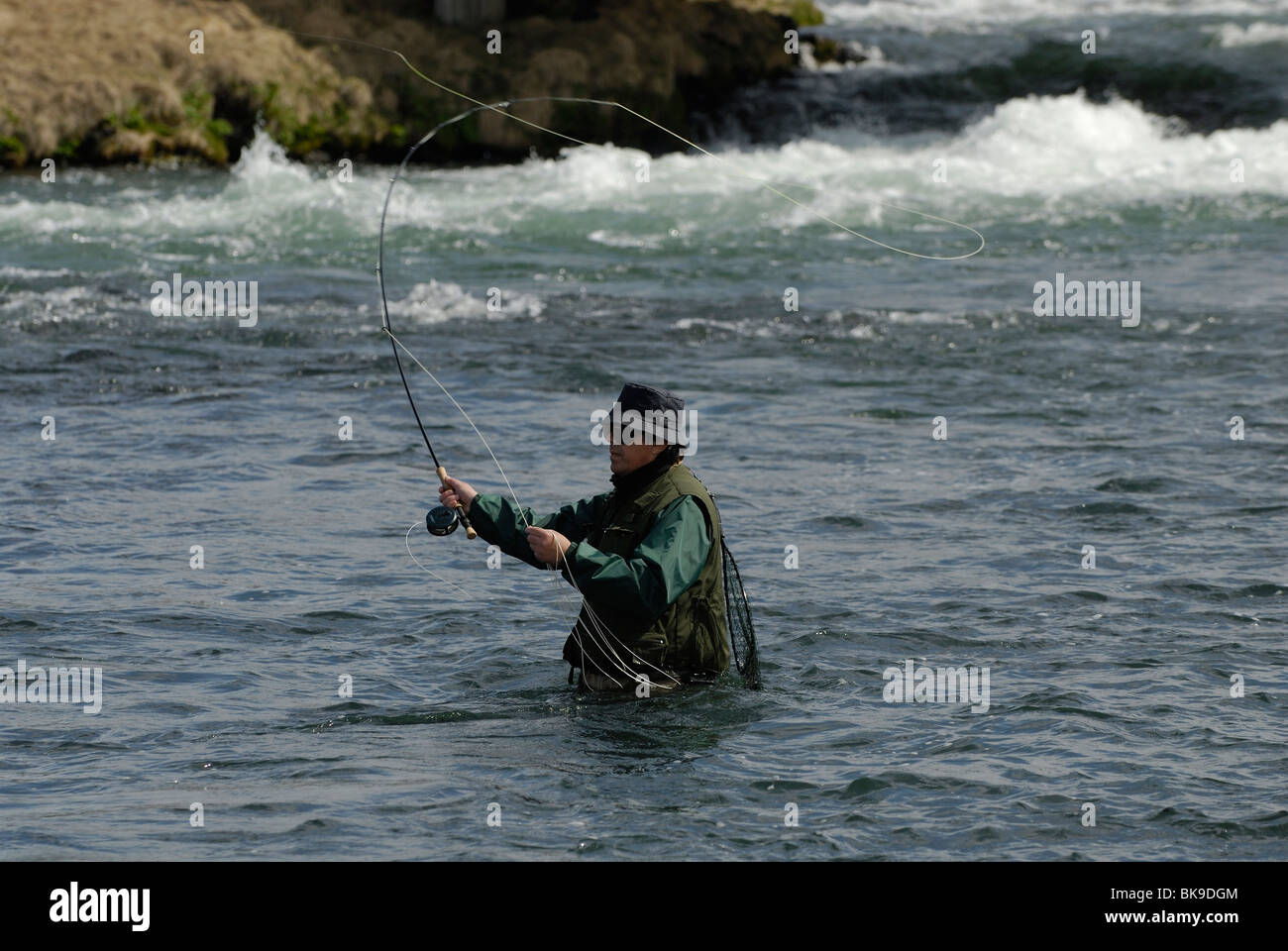 Fly fishing Stock Photo