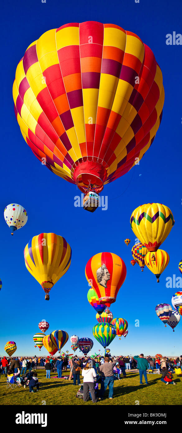 Panoramic Hot Air Balloon Fiesta Albuquerque New Mexico Stock Photo