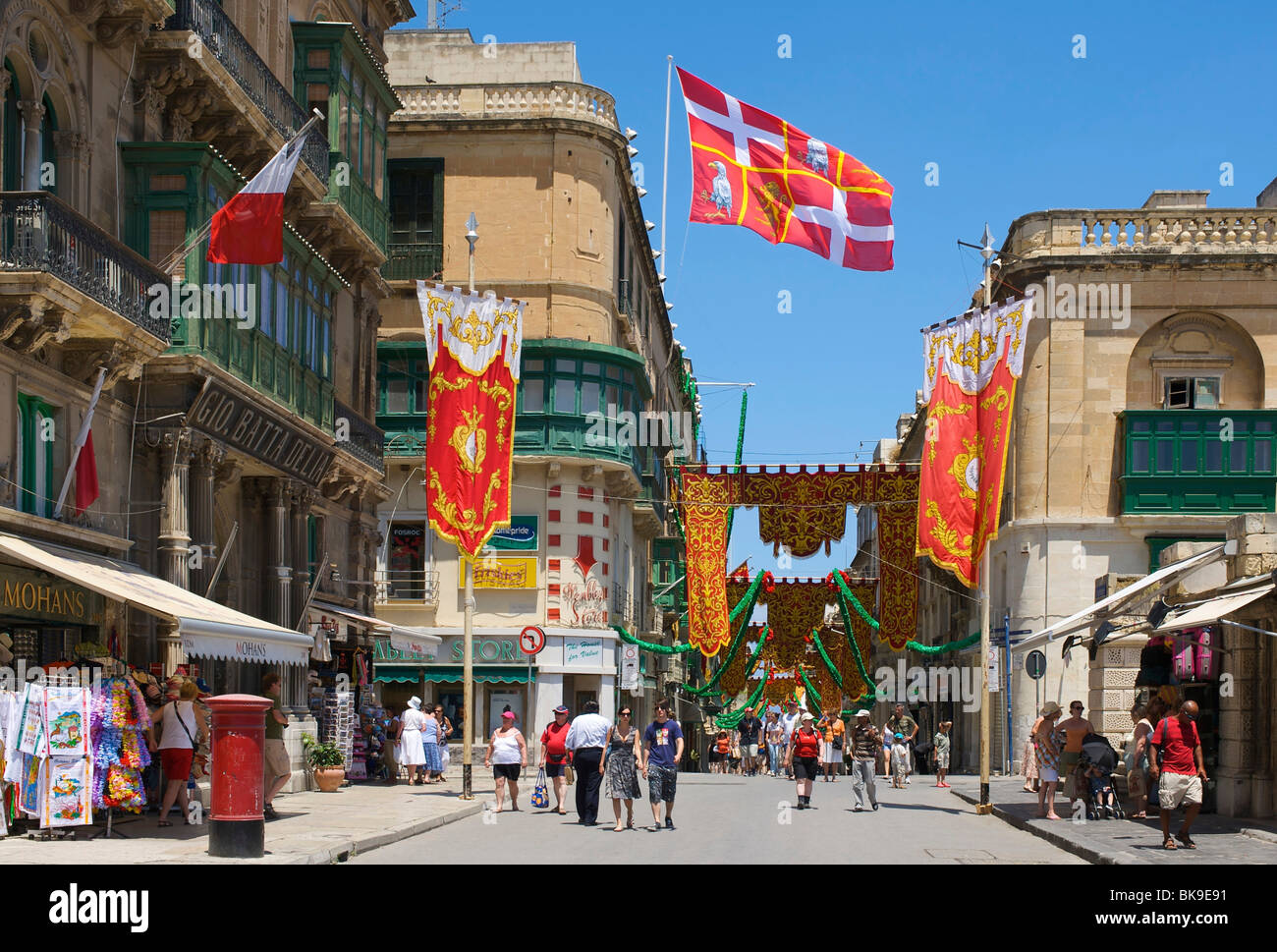 Shopping street in Valletta, Malta, Europe Stock Photo Alamy