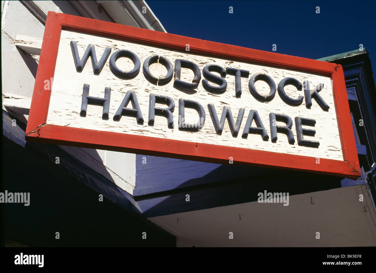 Hardware store sign, USA, New York State, Woodstock Stock Photo Alamy