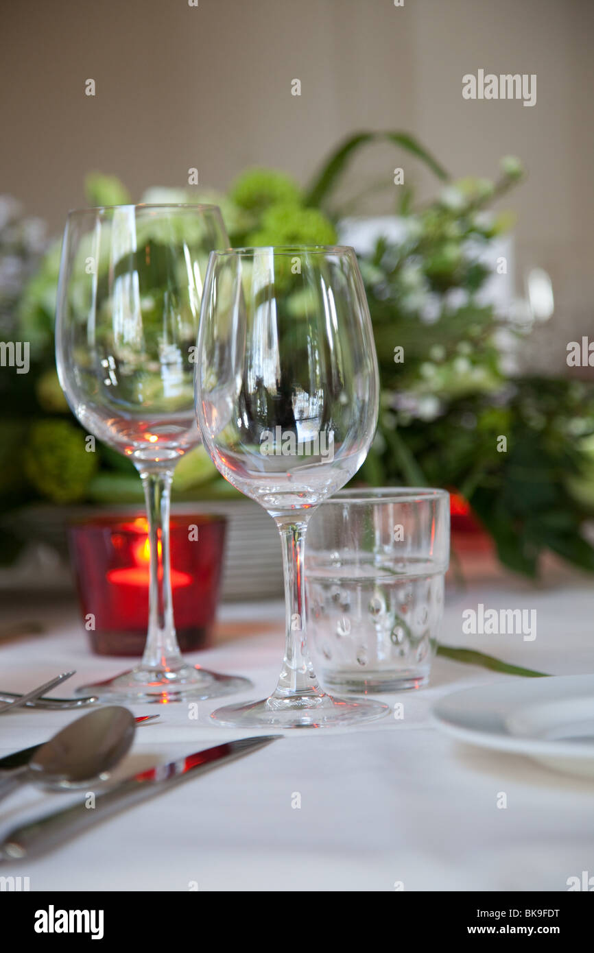 Festive table setting for a wedding Stock Photo