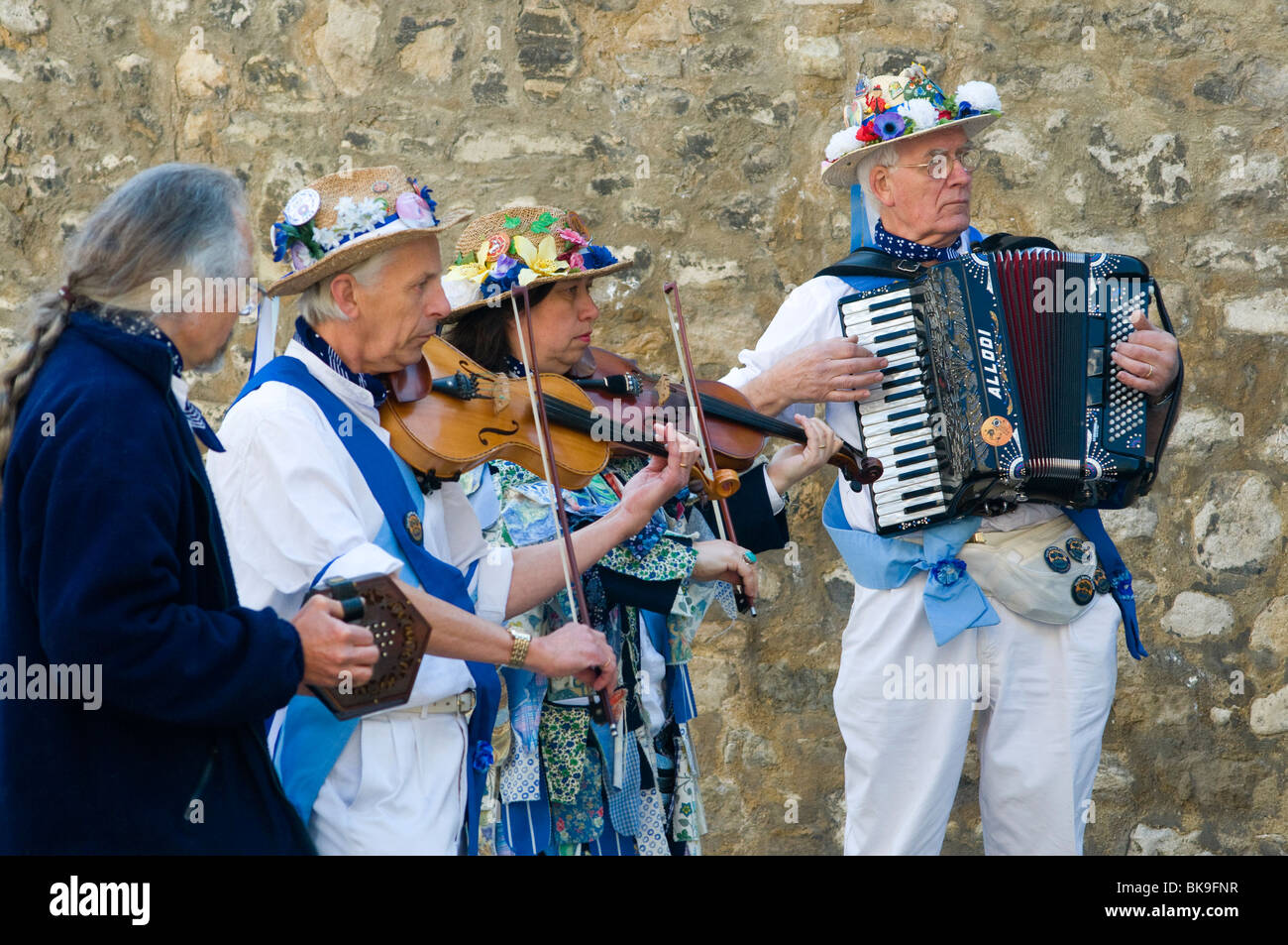 Morris musicians the morris dancing at the Oxford Folk Festival Stock Photo Alamy