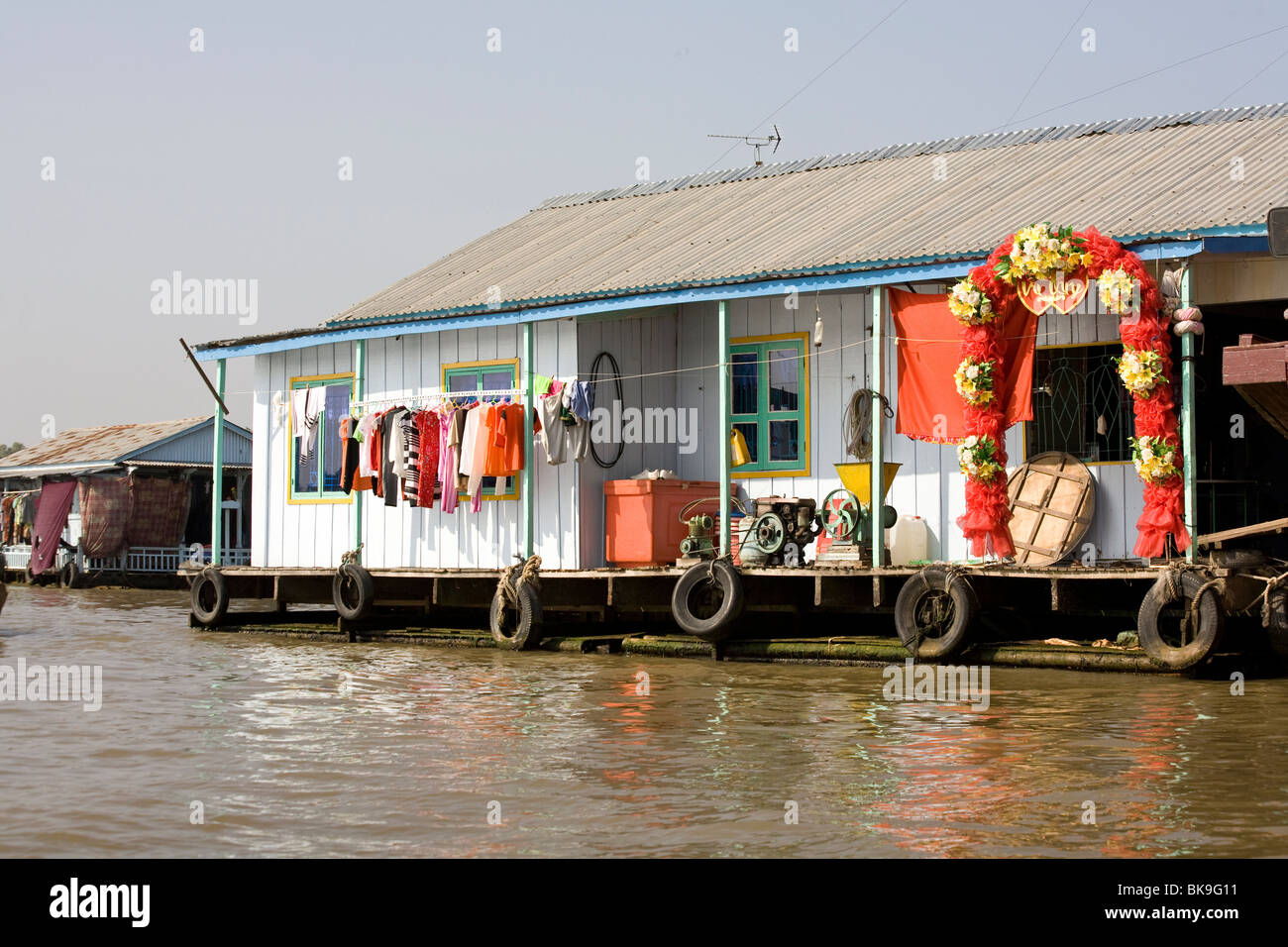 Houseboat on Mekong Delta with wedding decorations, Vietnam December ...