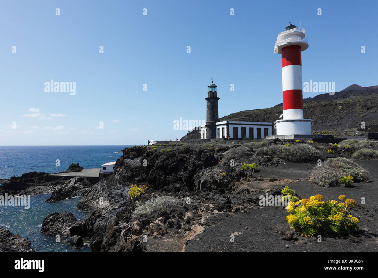 Lighthouses, old and new, Fuencaliente de Faro, La Palma, Canary Islands, Spain, Europe Stock Photo