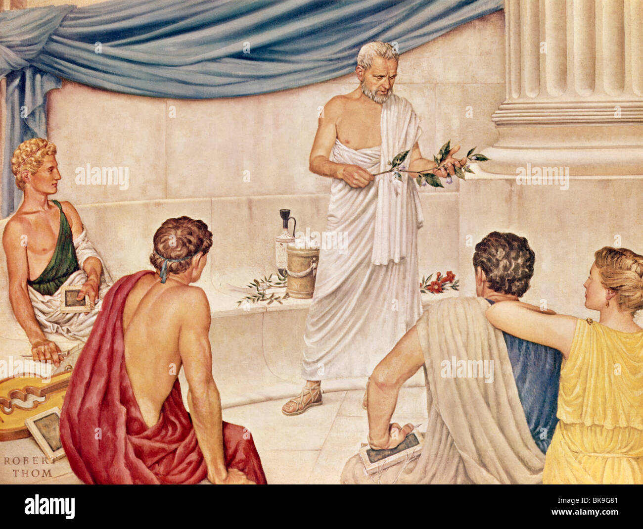 Theophrastus,  Father of Botany,  Lecturing to His Students, Thom,  Robert (1915-1980) Stock Photo