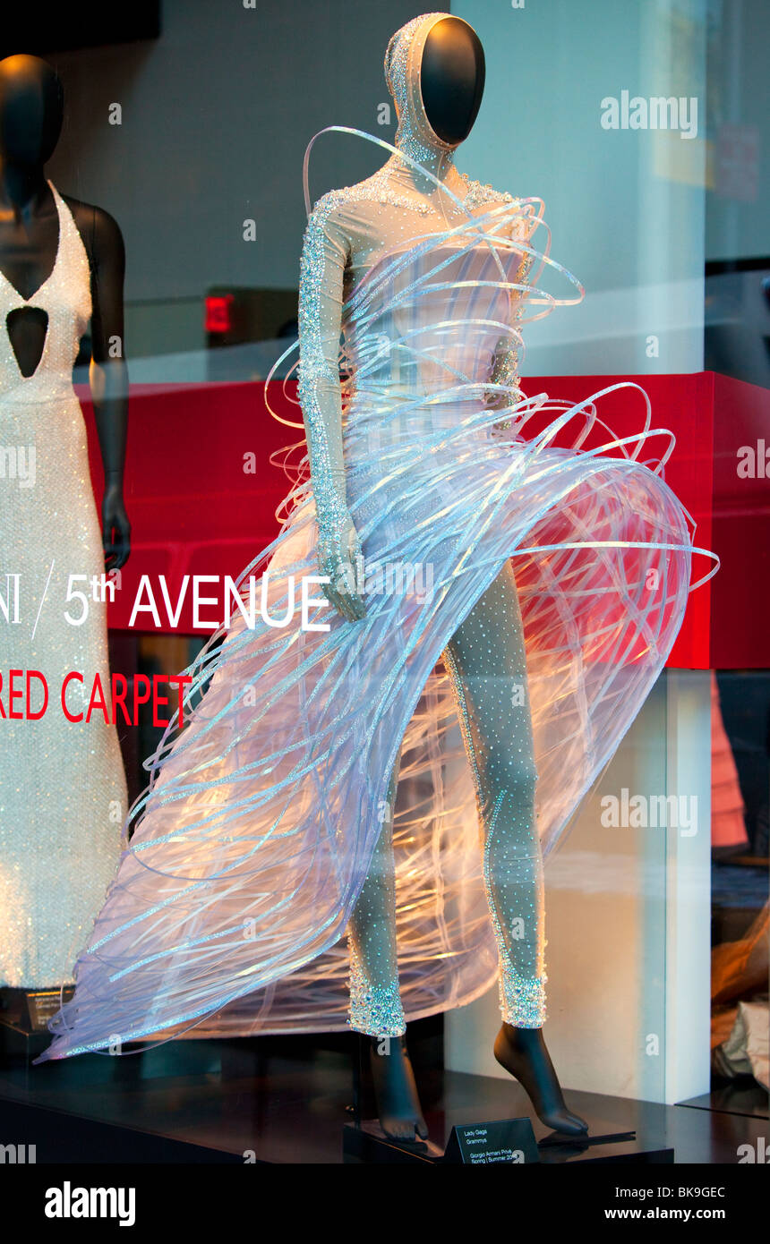Lady Gaga's 2010 Grammy Awards outfit on display at Armani in New York City, USA Stock Photo