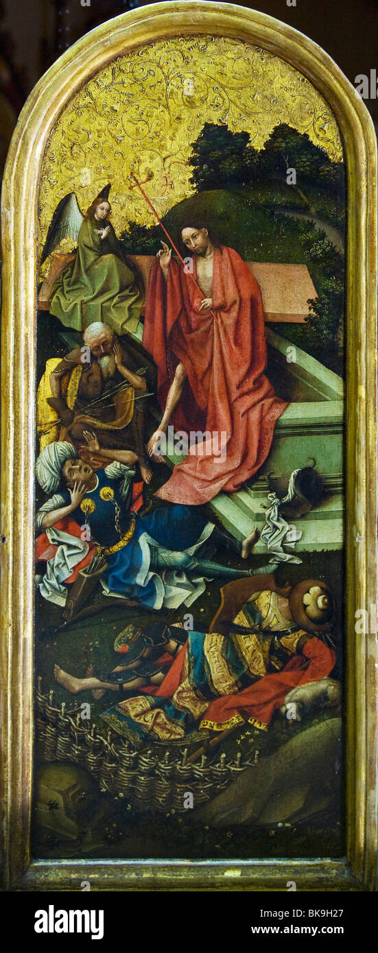 Christ's Resurrection from the Tomb from Triptych, by Robert Campin, England, London, Courtauld Institute and Galleries, 1420 Stock Photo