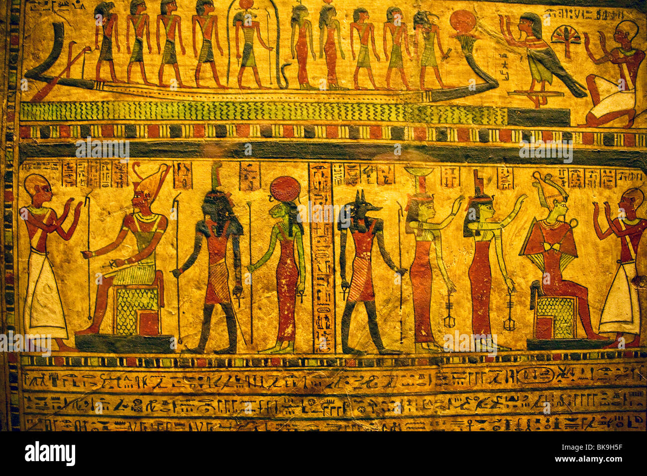 Hieroglyphics with Egyptian gods and godesses,  France,  Paris,  Musee du Louvre,  Egyptian Art Stock Photo