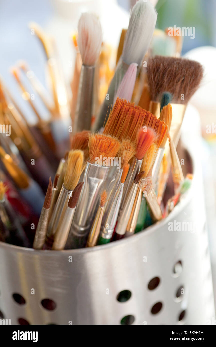 art, art supplies, painting brushes Stock Photo