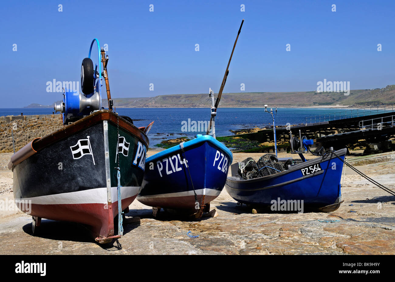 fishing boats on the slipway at sennen cove, cornwall, uk Stock Photo ...