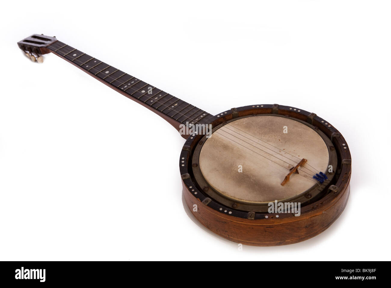 musical instruments, antique 5 string zither banjo, possibly by Temlett Stock Photo