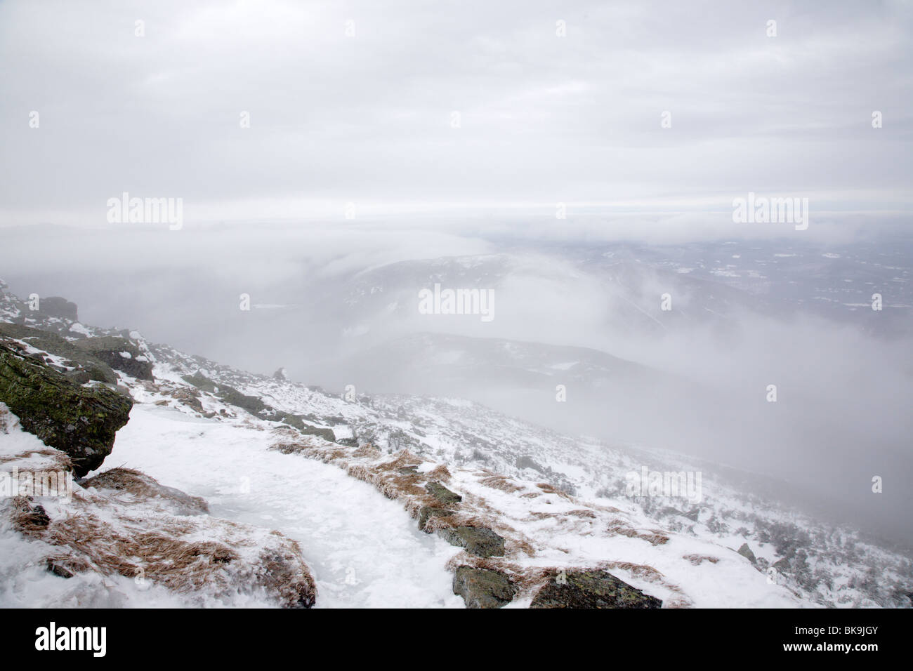 Greenleaf Trail near the summit of Mount Lafayette in extreme weather