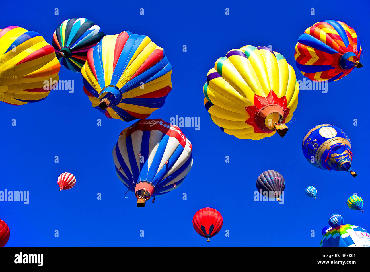 Balloons from Ground- Hot Air Balloon Fiesta Albuquerque New Mexico Stock Photo