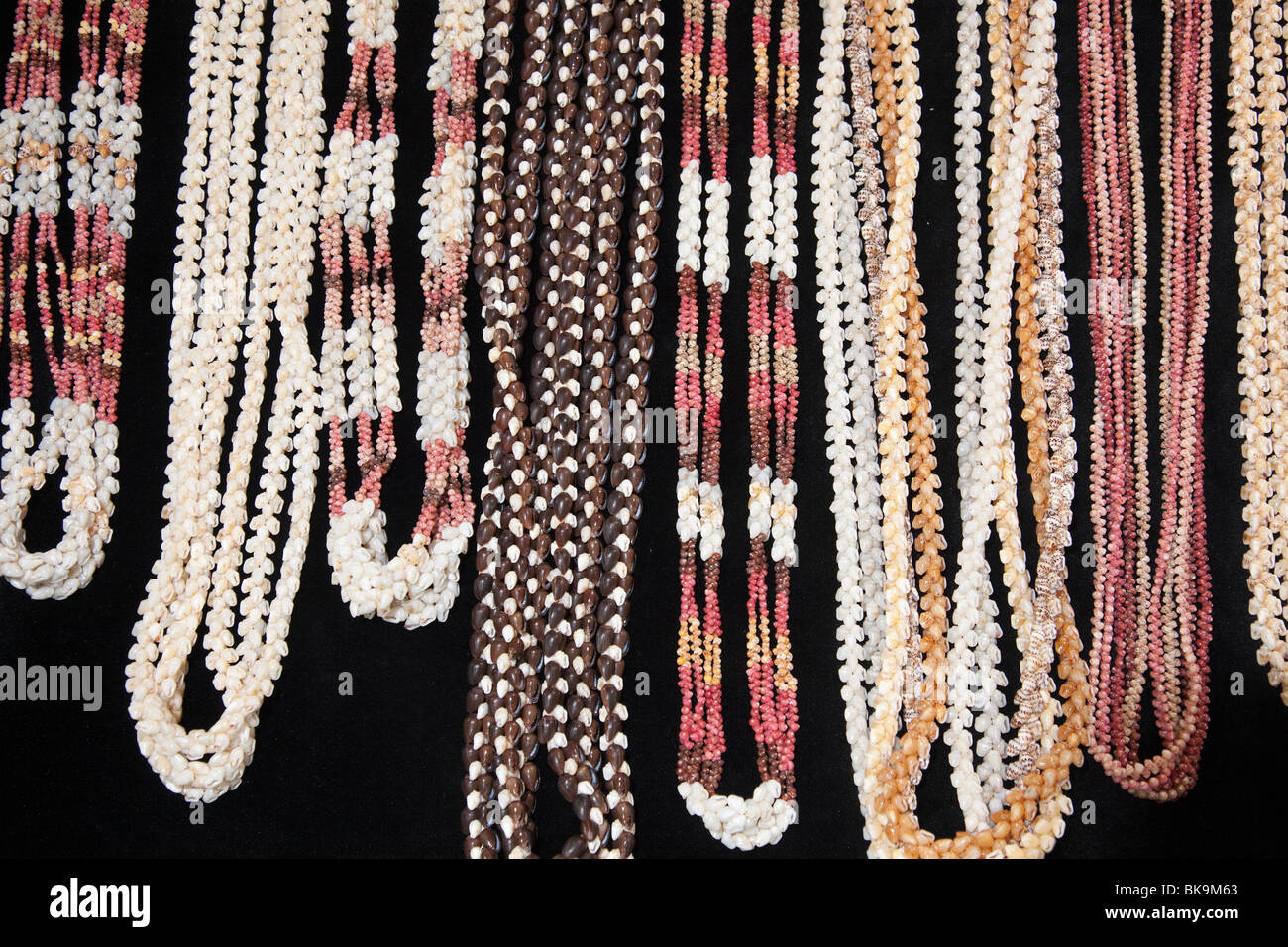 Niihau shell leis as necklaces. Stock Photo