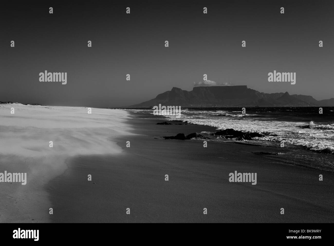 View over the beach of Blouberg to Table mountain in Cape Town, South Africa Stock Photo