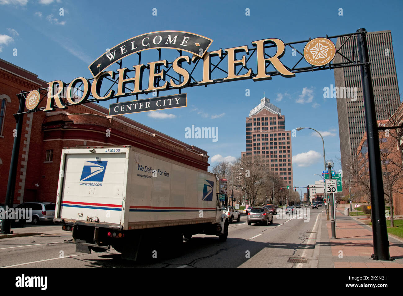 to Rochester NY sign Stock Photo Alamy