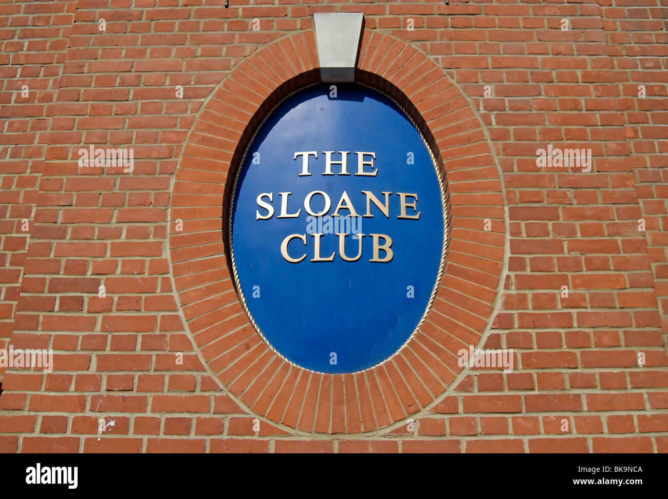 name plaque on the wall of the sloane club, a private, members only club near sloane square in chelsea, london, england Stock Photo