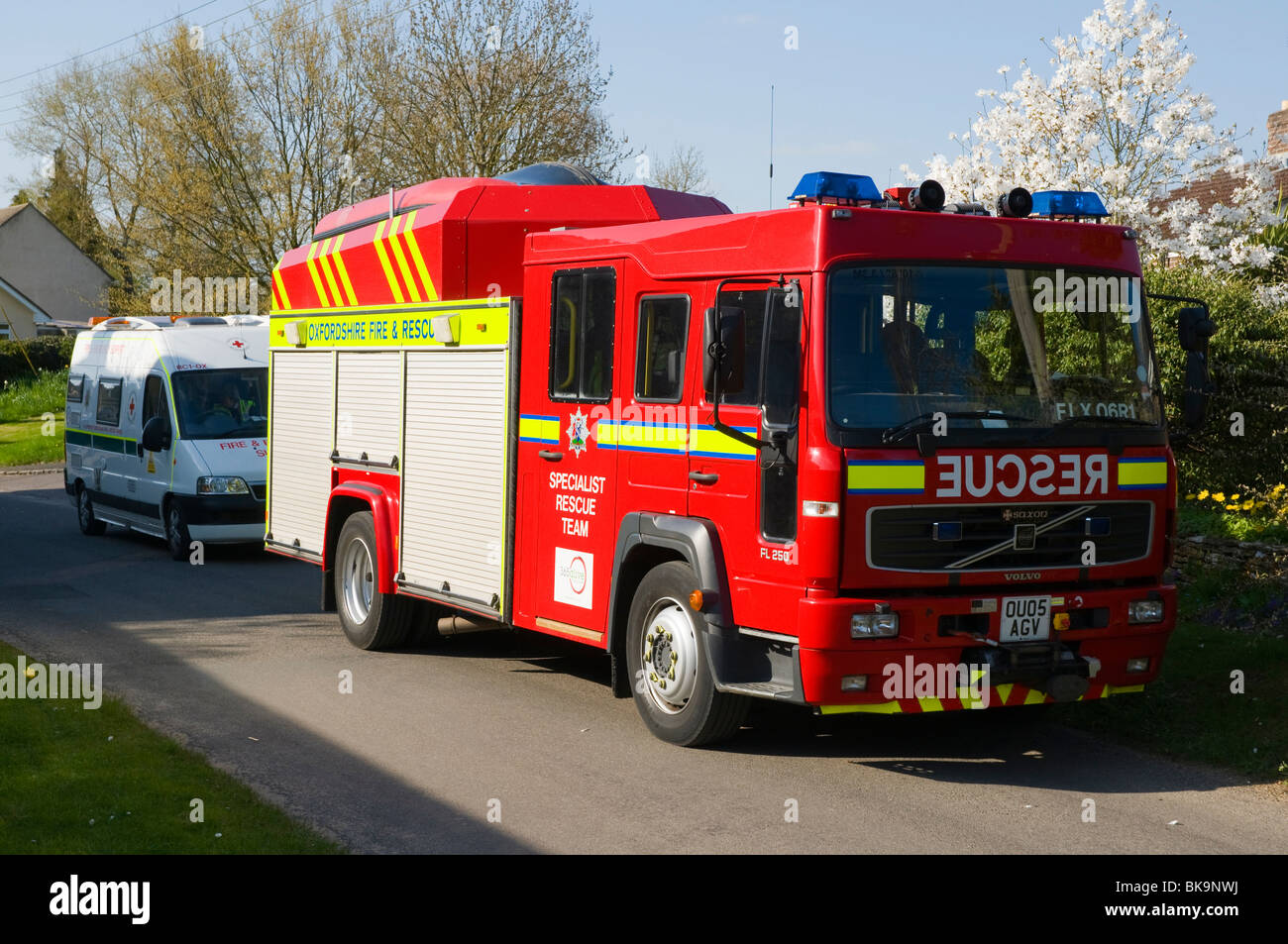 Specialist rescue team unit from the Oxfordshire fire service attending